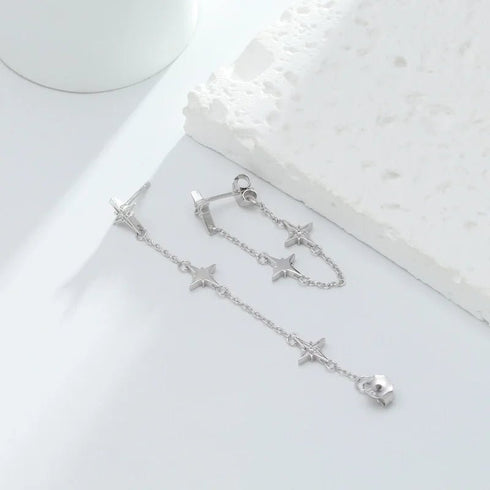 Cercei din argint Stelute V (Silver/Gold)